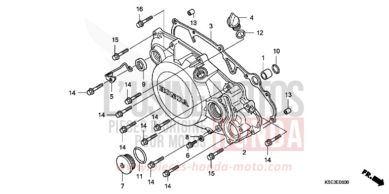 COUVERCLE D. DE CARTER MOTEUR de CRF150R "Grandes Roues" EXTREME RED (R292) 2007